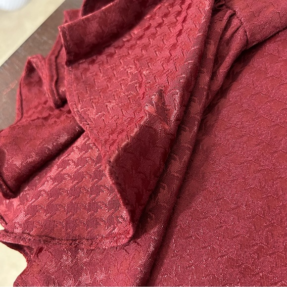 Calvin Klein Houndstooth Boho Lagenlook Bell Dress Flounce Swingy Roomy Wine 12 - Picture 7 of 13